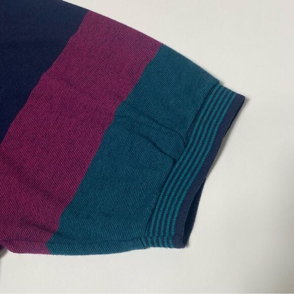 Vintage Knights Of Round Table Striped Color Block Polo Shirt Men's Size Large - Picture 6 of 15